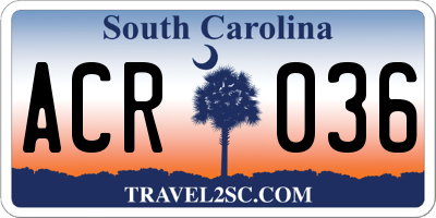 SC license plate ACR036