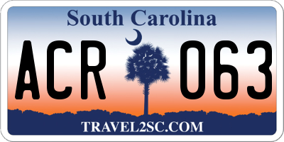 SC license plate ACR063