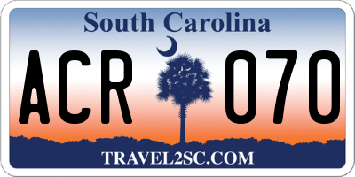 SC license plate ACR070