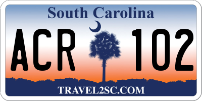 SC license plate ACR102
