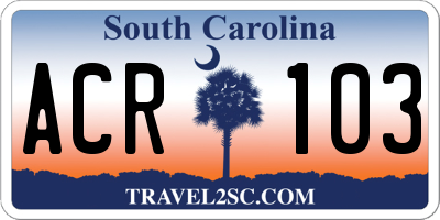 SC license plate ACR103