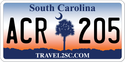 SC license plate ACR205