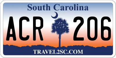 SC license plate ACR206
