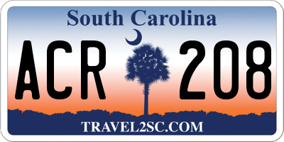 SC license plate ACR208