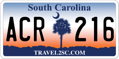 SC license plate ACR216