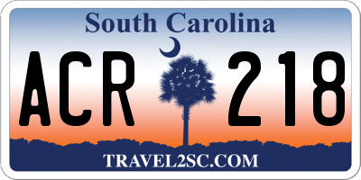 SC license plate ACR218