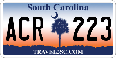 SC license plate ACR223