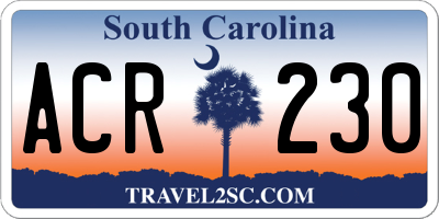 SC license plate ACR230