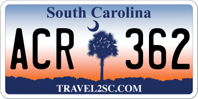 SC license plate ACR362