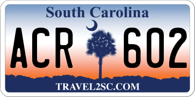 SC license plate ACR602
