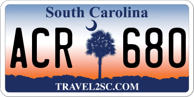 SC license plate ACR680