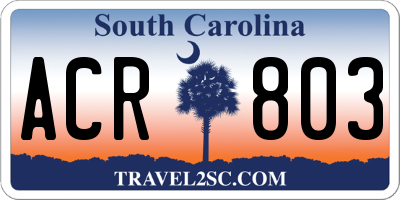 SC license plate ACR803
