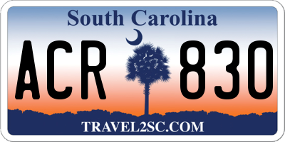 SC license plate ACR830