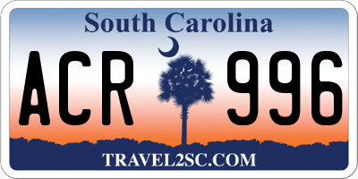 SC license plate ACR996
