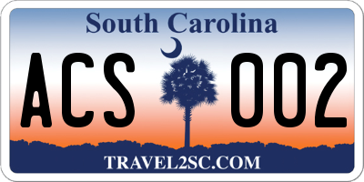 SC license plate ACS002