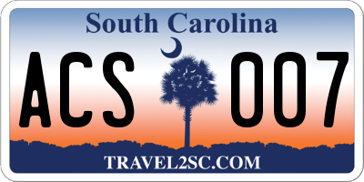 SC license plate ACS007