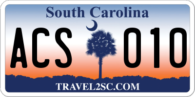 SC license plate ACS010