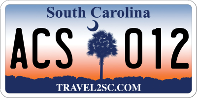 SC license plate ACS012