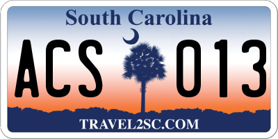 SC license plate ACS013