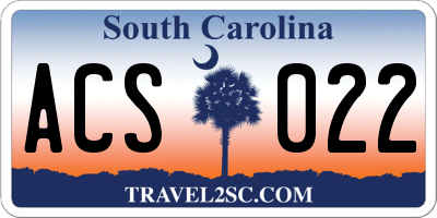 SC license plate ACS022