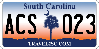 SC license plate ACS023