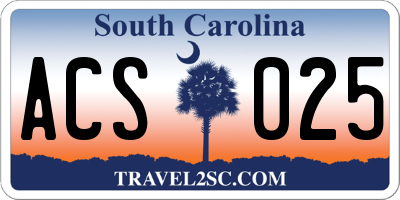 SC license plate ACS025