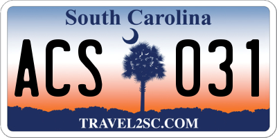 SC license plate ACS031