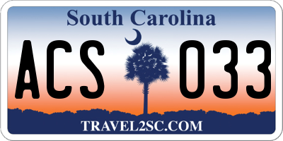 SC license plate ACS033