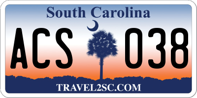 SC license plate ACS038