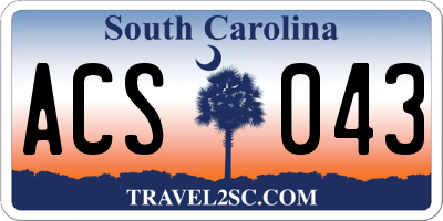 SC license plate ACS043