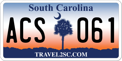 SC license plate ACS061