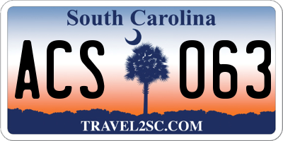 SC license plate ACS063