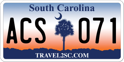 SC license plate ACS071
