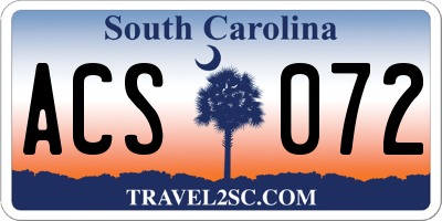 SC license plate ACS072