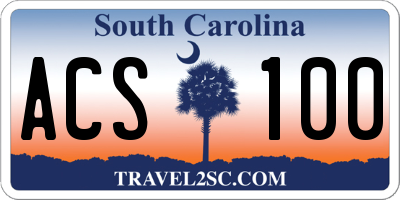 SC license plate ACS100