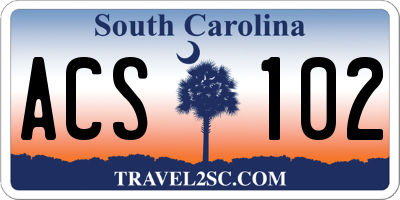 SC license plate ACS102