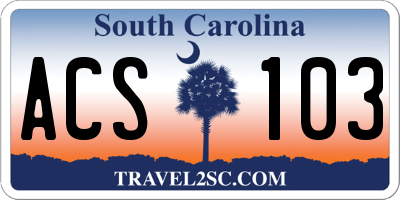 SC license plate ACS103