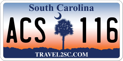 SC license plate ACS116