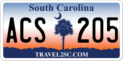 SC license plate ACS205