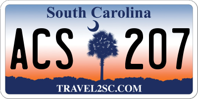 SC license plate ACS207