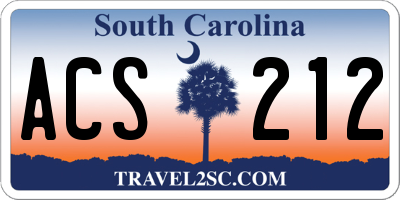 SC license plate ACS212