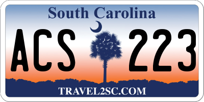 SC license plate ACS223