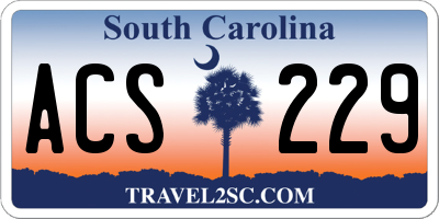 SC license plate ACS229