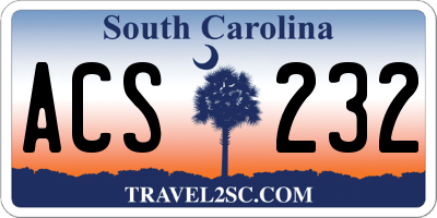 SC license plate ACS232