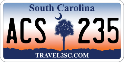 SC license plate ACS235
