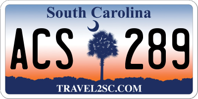 SC license plate ACS289