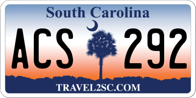 SC license plate ACS292