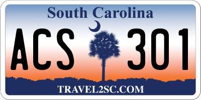SC license plate ACS301