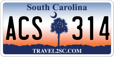 SC license plate ACS314