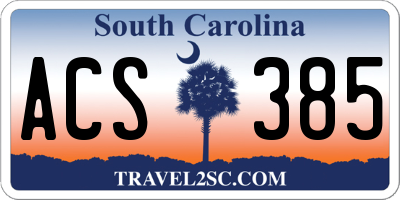 SC license plate ACS385